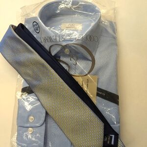 Cooper & Stewart NEW LS blue pinpoint cotton shirt 14.5 Tommy Hilfiger silk tie